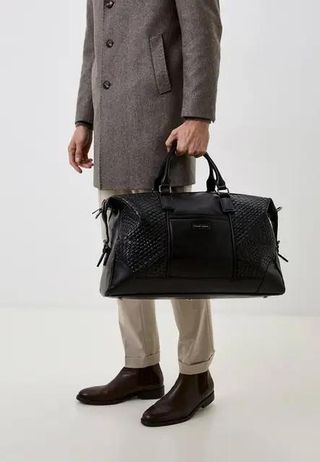 David Jones black removable strap travel bag