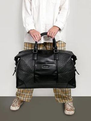 David Jones black removable strap travel bag